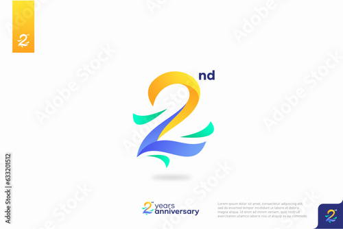 Number 2 logo icon design, 2nd birthday logo number, anniversary 2