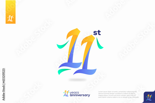 Number 11 logo icon design, 11st birthday logo number, anniversary 11