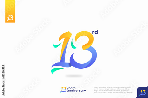 Number 13 logo icon design  13rd birthday logo number  anniversary 13