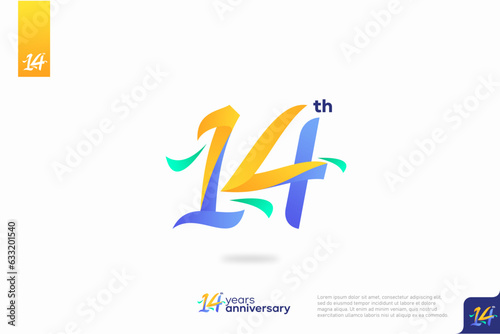 Number 14 logo icon design, 14th birthday logo number, anniversary 14