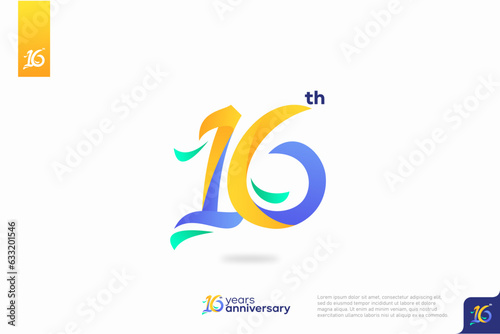 Number 16 logo icon design, 16th birthday logo number, anniversary 16 photo