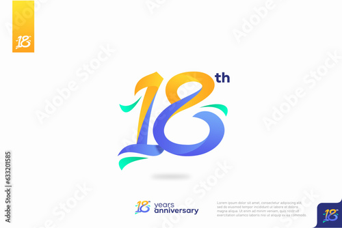 Number 18 logo icon design, 18th birthday logo number, anniversary 18 photo