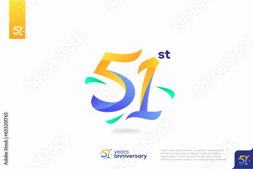 Number 51 logo icon design, 51st birthday logo number, anniversary 51 photo