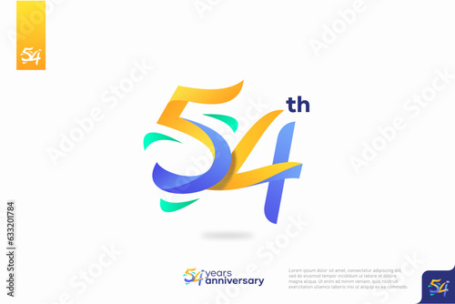 Number 54 logo icon design, 54th birthday logo number, anniversary 54