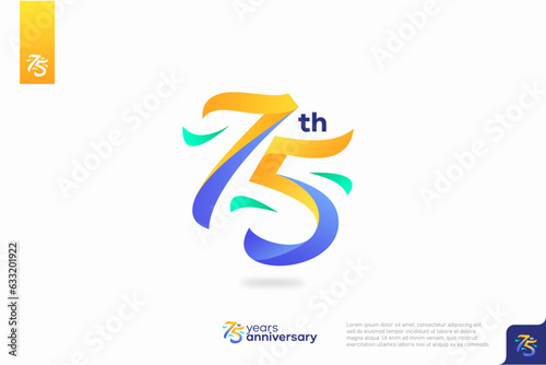 Number 75 logo icon design, 75th birthday logo number, anniversary 75