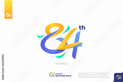 Number 84 logo icon design, 84th birthday logo number, anniversary 84