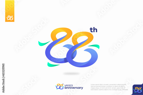 Number 88 logo icon design, 88th birthday logo number, anniversary 88 photo