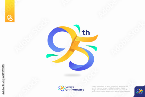 Number 95 logo icon design, 95th birthday logo number, anniversary 95 photo