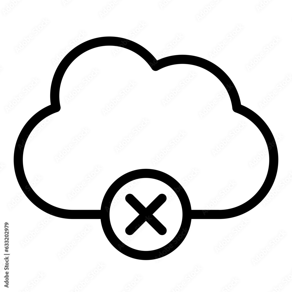No connection to Cloud outline icon No connection to Cloud outline icon