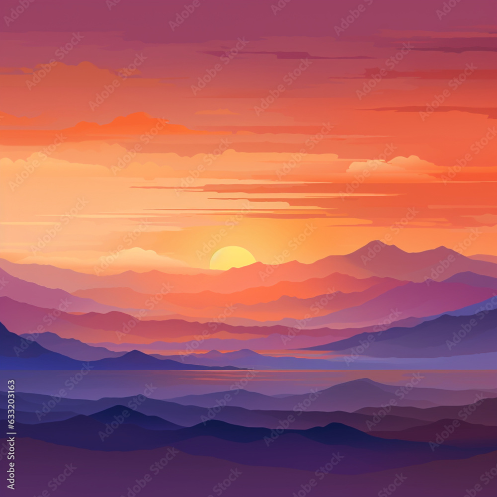 sunset in mountains