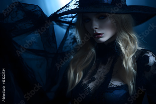 portrait of a woman in a dark  costume