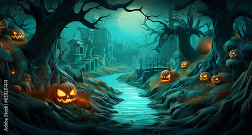 halloween night in the forest