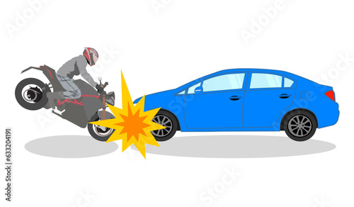 Car and motorcycle crash on the road. Accident have happen every time everyday.