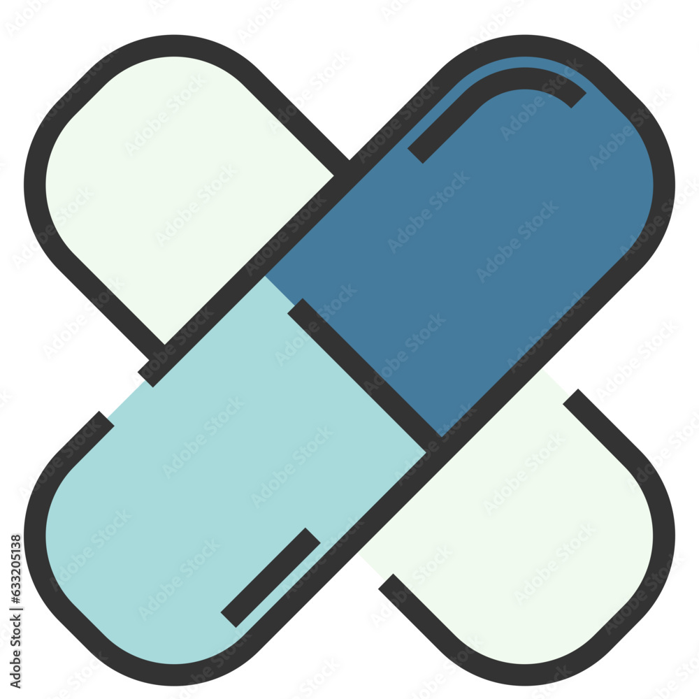 Capsule filled line icon on white background Capsule filled line icon on white background