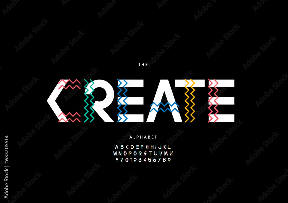Fototapeta premium Vector of stylized modern font and alphabet 
