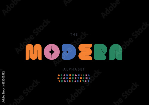Vector of stylized modern font and alphabet	