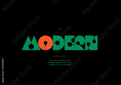 Vector of stylized modern font and alphabet