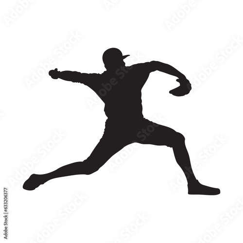 Baseball Batter. Man Throwing Ball Silhouette. Baseball Player Silhouette. baseball player, vector isolated illustration.  Baseball batter.  © fadhil