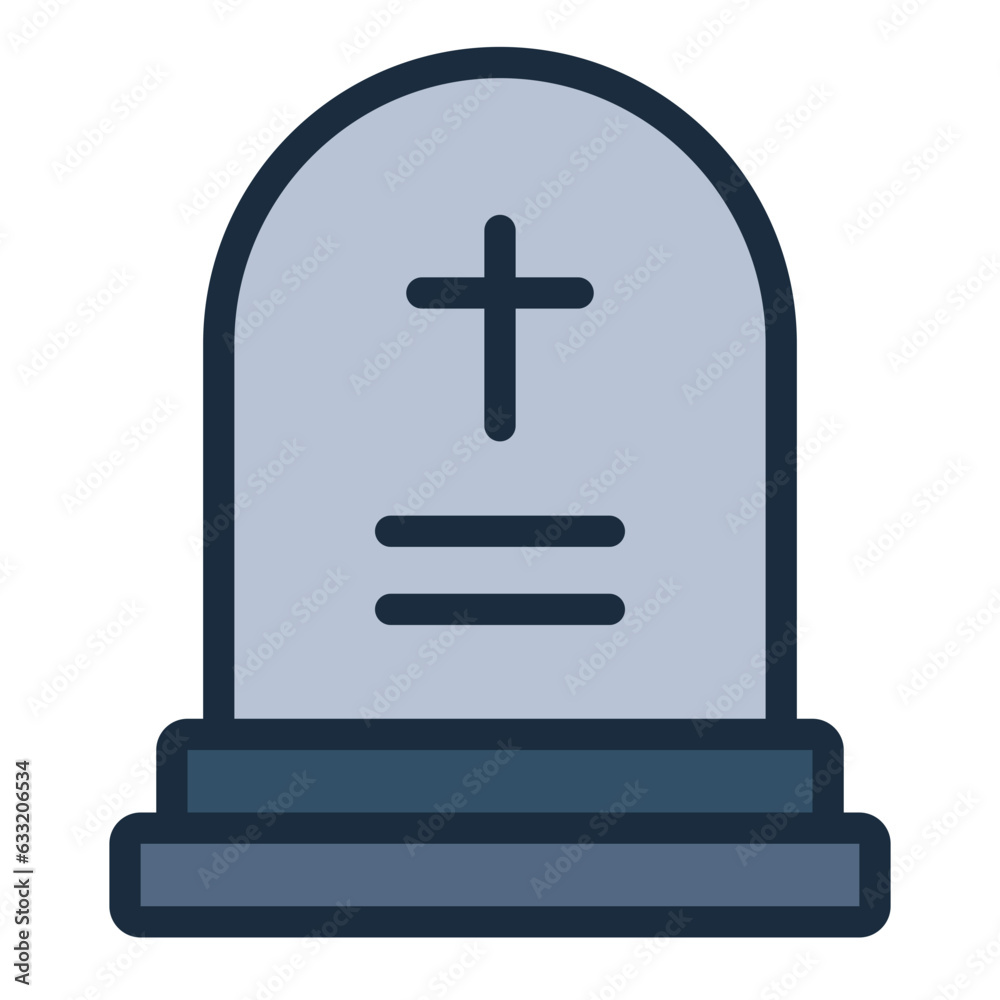 Fototapeta premium Tomb Cemetery filled line icon