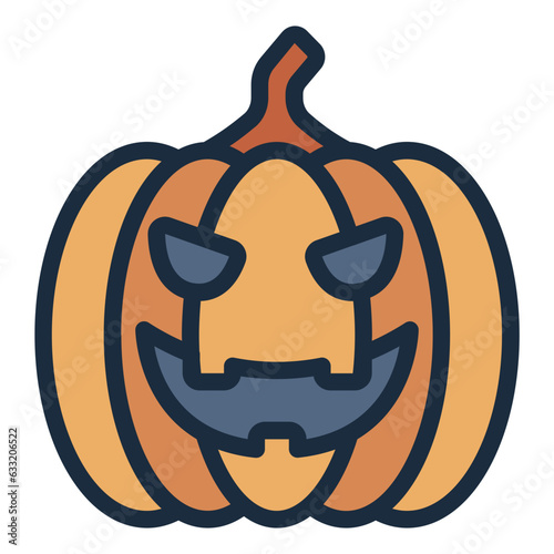 Pumpkin Jack O Lantern filled line icon