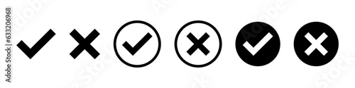 Check mark and cross mark icon set