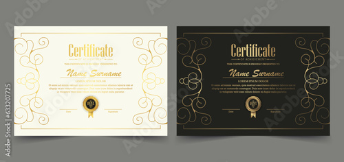 Luxury gold certificate with gold frame color