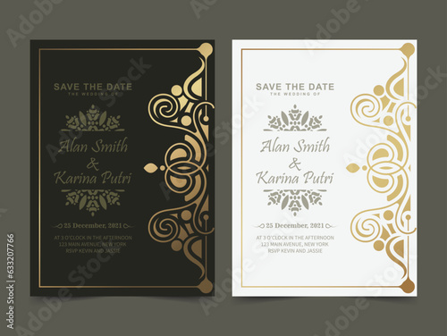 Canvas Print Elegant wedding invitation with pattern motif