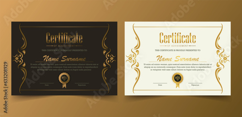 Luxury gold certificate with gold frame color