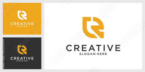 CR or RC initial letter logo design vector.