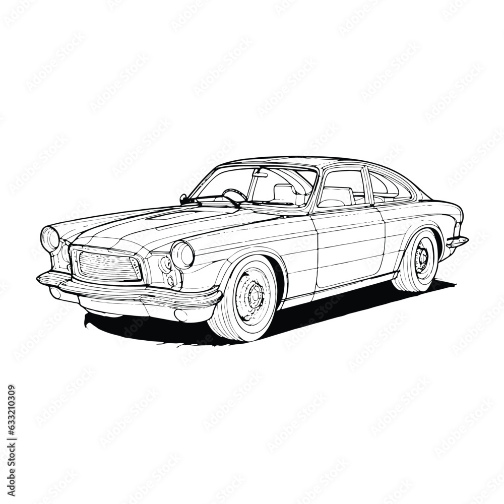 Retro muscle car, vintage car, vector illustration