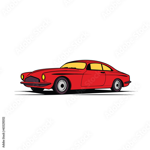 Vintage red Car illustration logo design icon drawing  sports cars vehicle transportation graphics classic car  isolated