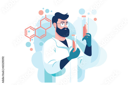 Scientist holding a test tube, chemist, vector illustration