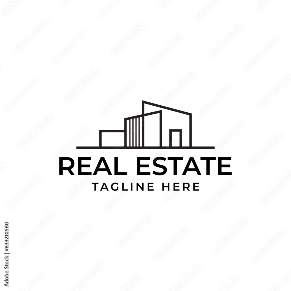 Real Estate vector logo.
House city vector logotype. 
Premium real estate logo. 
Line home icon symbol.
Usable for Construction Architecture Building Logo Design Template Element.
