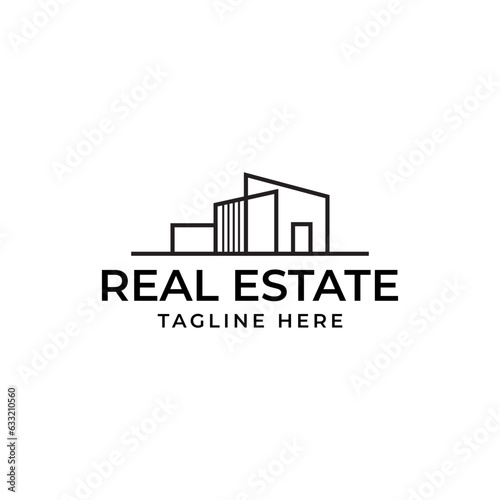 Real Estate vector logo. House city vector logotype. Premium real estate logo. Line home icon symbol. Usable for Construction Architecture Building Logo Design Template Element. 