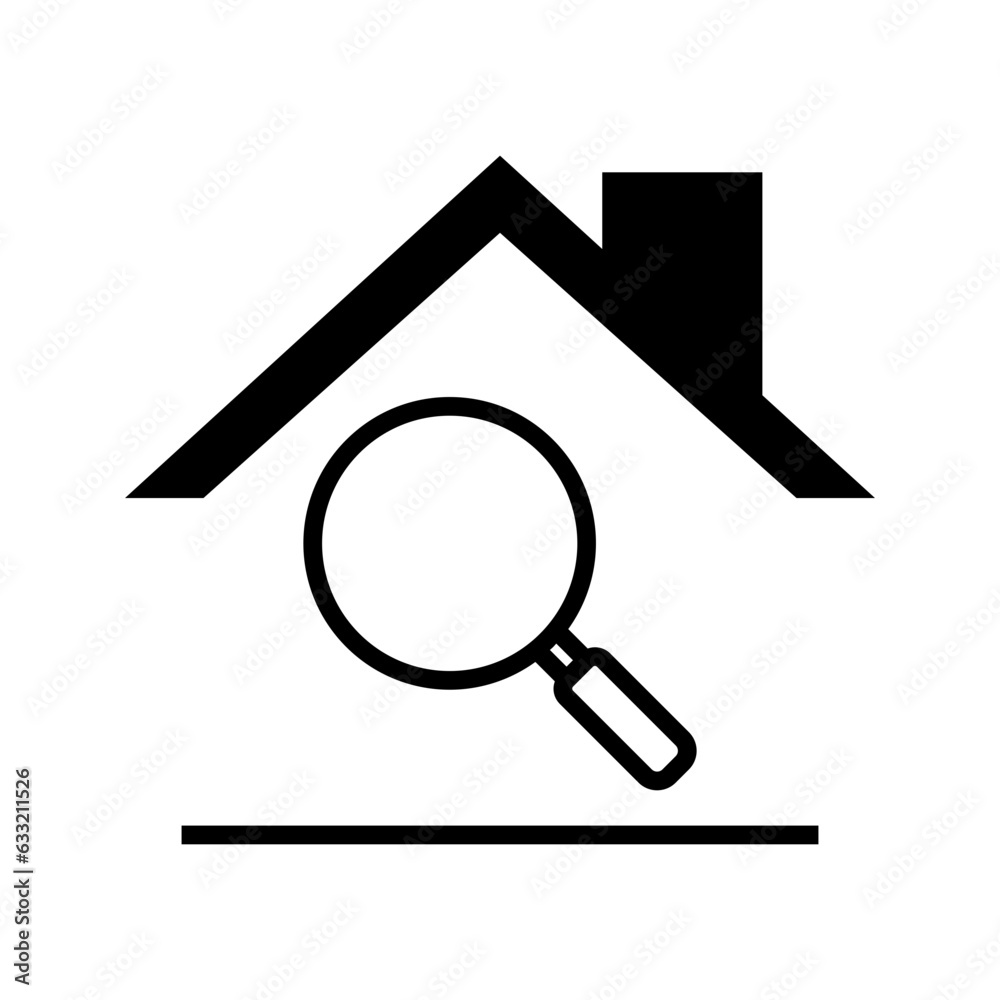 house with magnifying glass icon vector house with magnifying glass icon vector