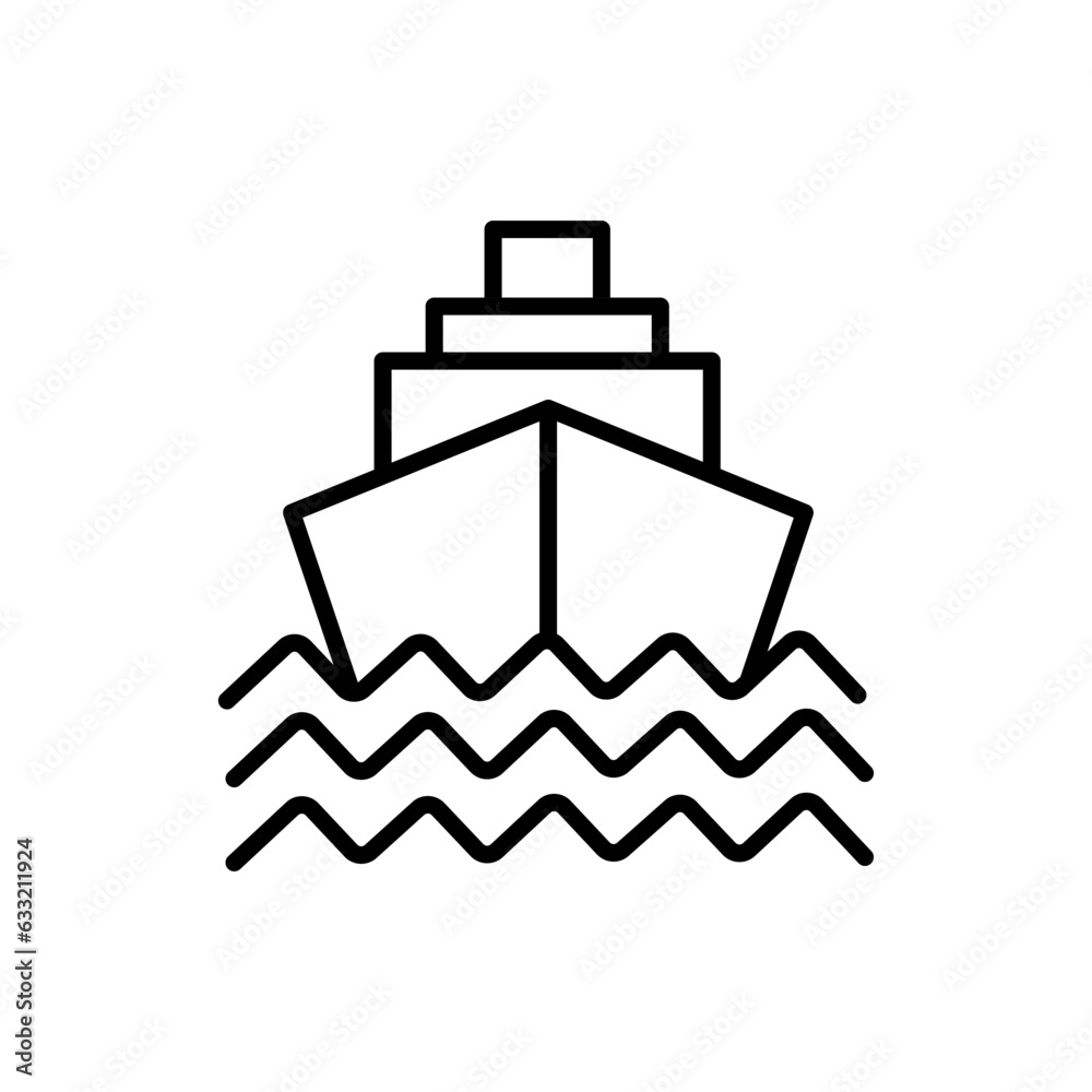 Vector illustration of an ocean liner. Icon of shipping goods or services by sea by ship. Isolated against a blank background. Vector illustration of an ocean liner. Icon of shipping goods or services by sea by ship. Isolated against a blank background.