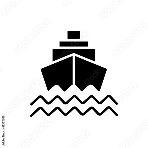 Vector illustration of an ocean liner. Icon of shipping goods or services by sea by ship. Isolated against a blank background.