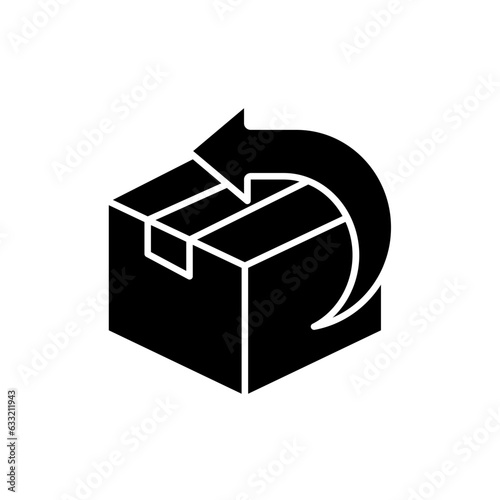 Vector cardboard illustration. Return icon of an item or package. Isolated against a blank background.