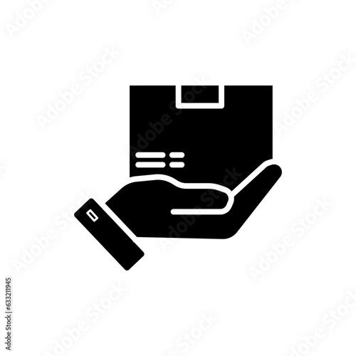 Vector hand and cardboard boxes. The package icon has been received. Isolated against a blank background.