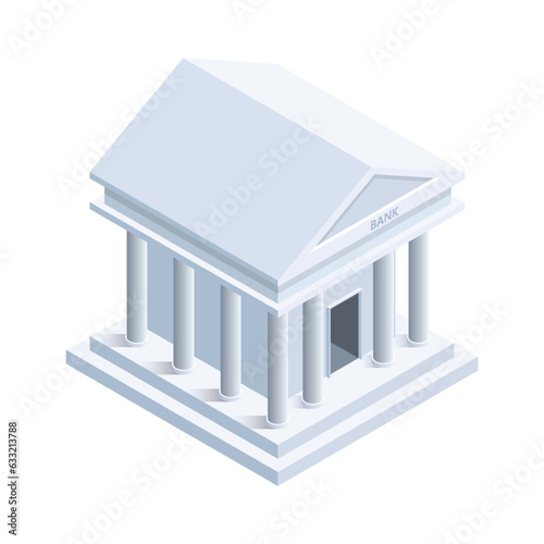 Bank building isometric icon