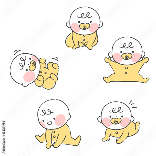 다양한 자세의 아기 일러스트
