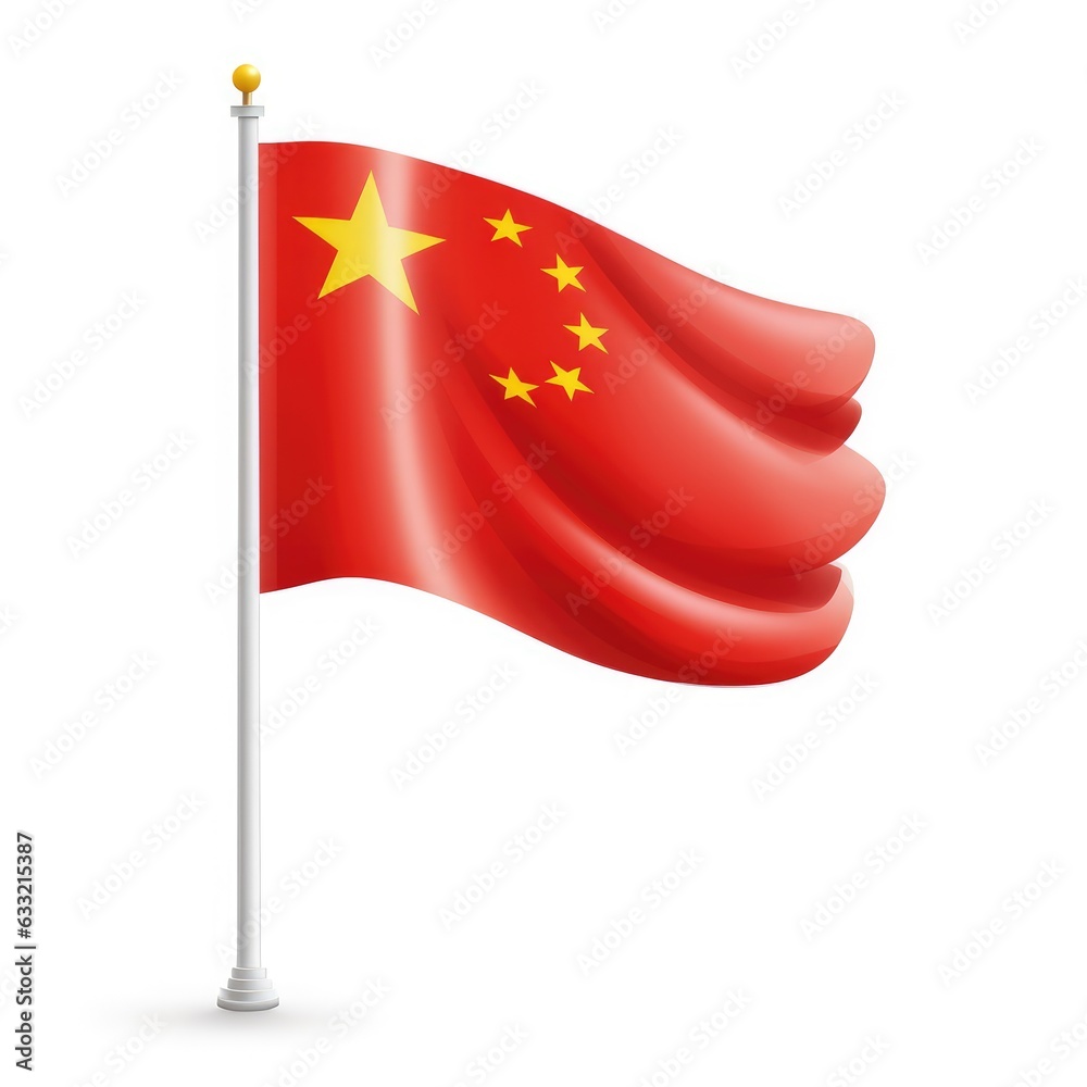China Flag isolated on white background, China Flag isolated on white background,