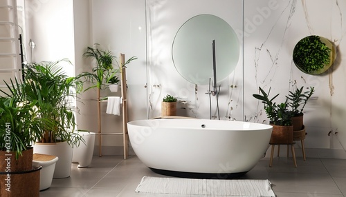 Modern Bathroom Interior with plants