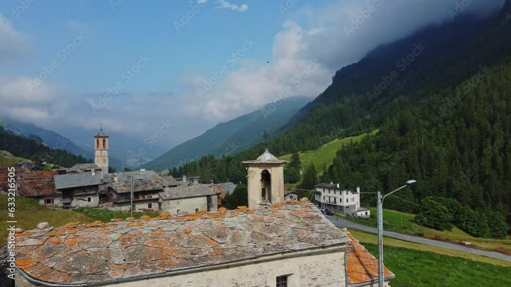 Homes, buildings and transport routes, Busca near the Cottian Alps, Italy