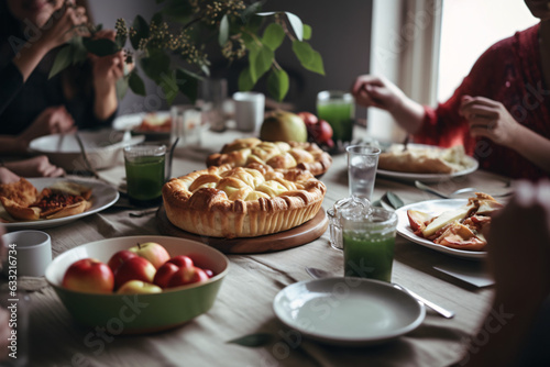 A group of people eating brunch at a table together