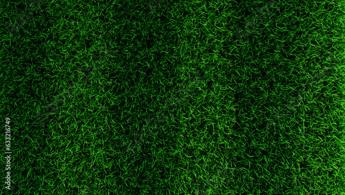 green grass soccer field background top view 3D rendering