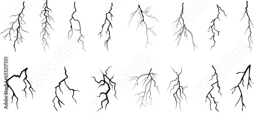 Fotografia, Obraz Vector lightning silhouettes set