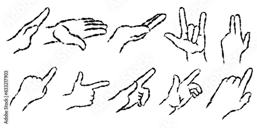 Hand sign design elements with scribble style