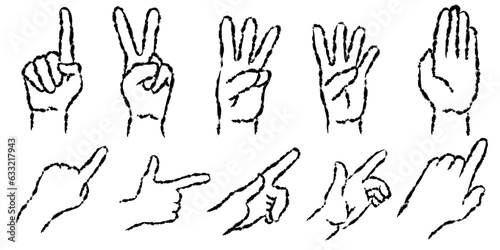 Hand sign design elements with scribble style