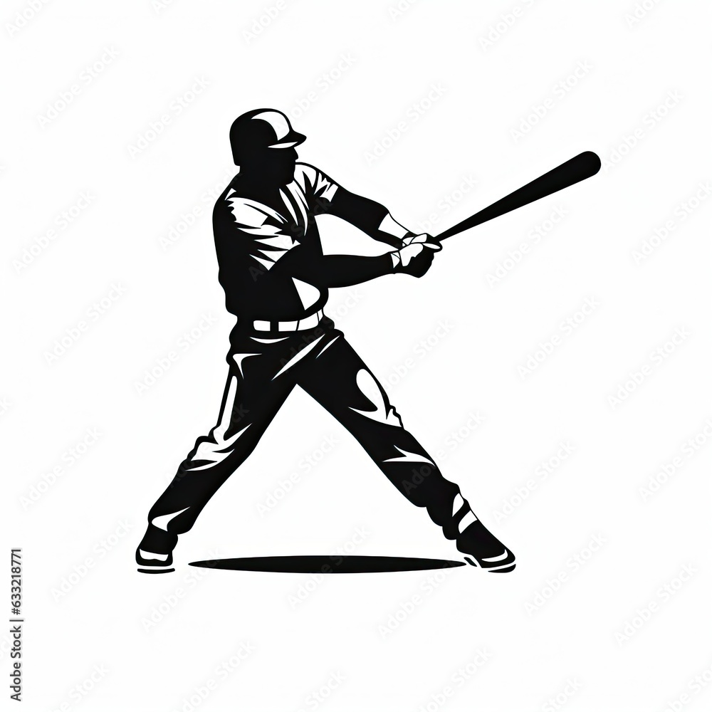vector logo of the baseball player, minimalistic style, black-on-white background vector logo of the baseball player, minimalistic style, black-on-white background